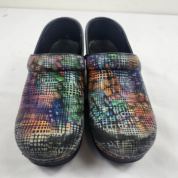 Dansko Multicolor Grid-Pattern Clogs - Picture 4 of 9